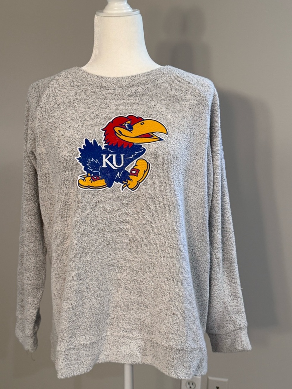 Kansas Jayhawks Gray Crewneck Sweatshirt with KU Logo